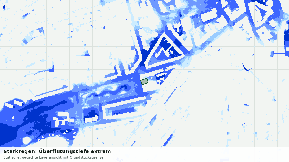 Statische Kartenansicht: Starkregen: Überflutungstiefe extrem