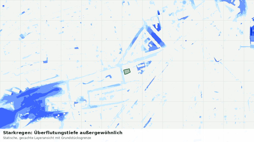 Statische Kartenansicht: Starkregen: Überflutungstiefe außergewöhnlich