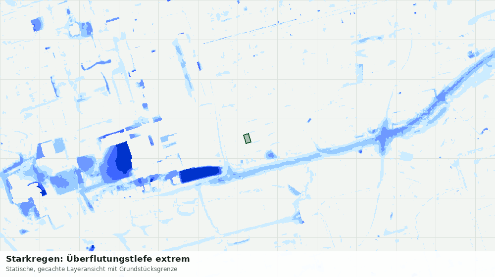 Statische Kartenansicht: Starkregen: Überflutungstiefe extrem