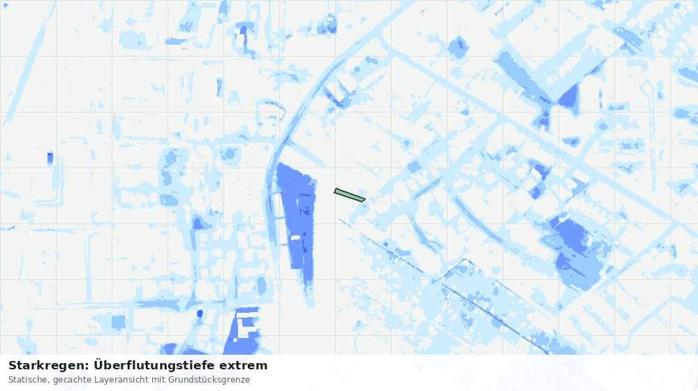 Statische Kartenansicht: Starkregen: Überflutungstiefe extrem