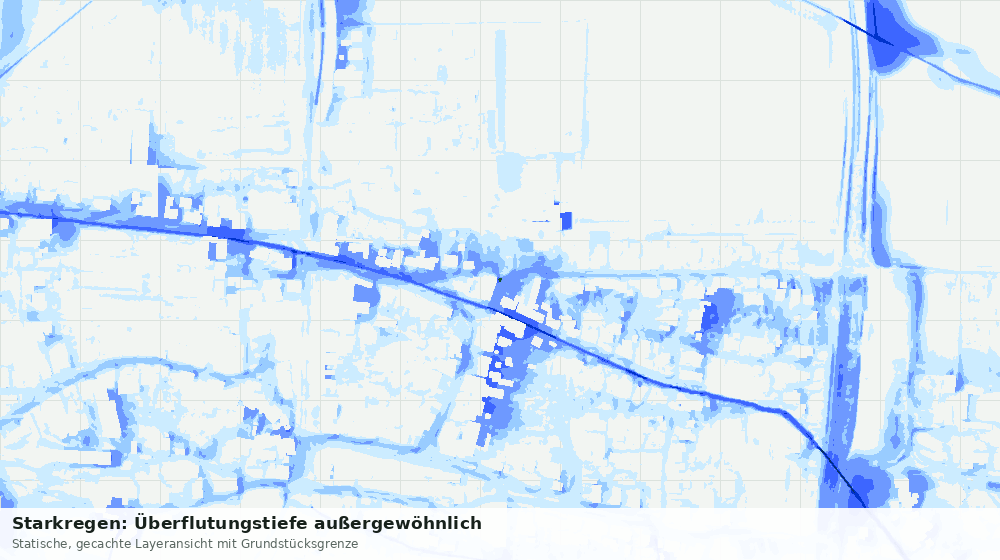 Statische Kartenansicht: Starkregen: Überflutungstiefe außergewöhnlich