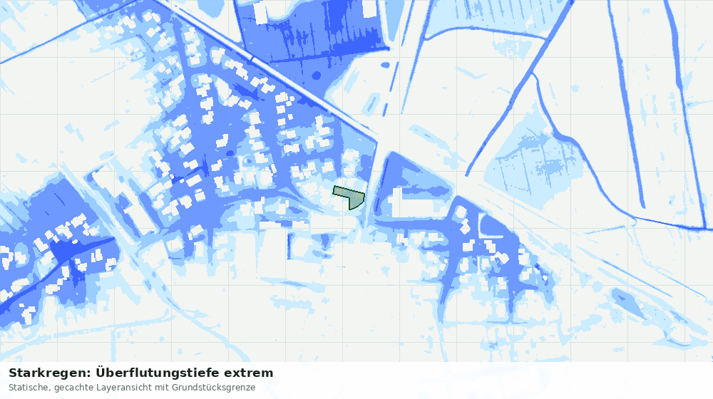 Statische Kartenansicht: Starkregen: Überflutungstiefe extrem