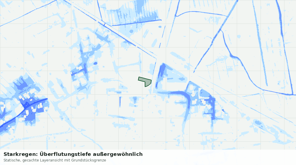 Statische Kartenansicht: Starkregen: Überflutungstiefe außergewöhnlich