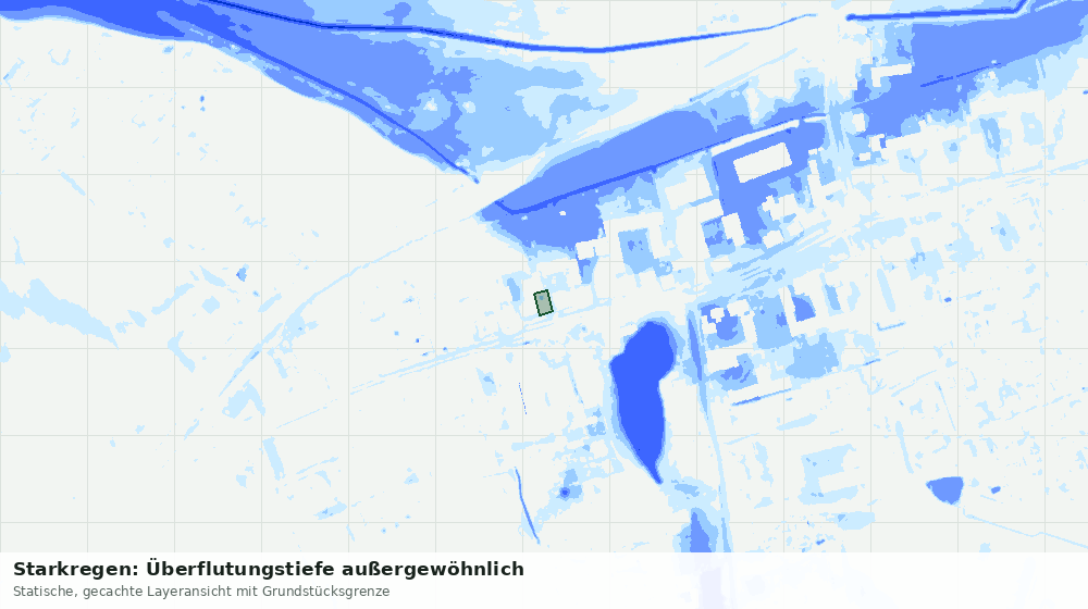 Statische Kartenansicht: Starkregen: Überflutungstiefe außergewöhnlich
