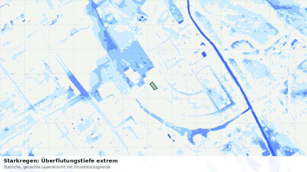 Statische Kartenansicht: Starkregen: Überflutungstiefe extrem
