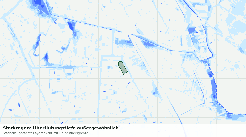 Statische Kartenansicht: Starkregen: Überflutungstiefe außergewöhnlich