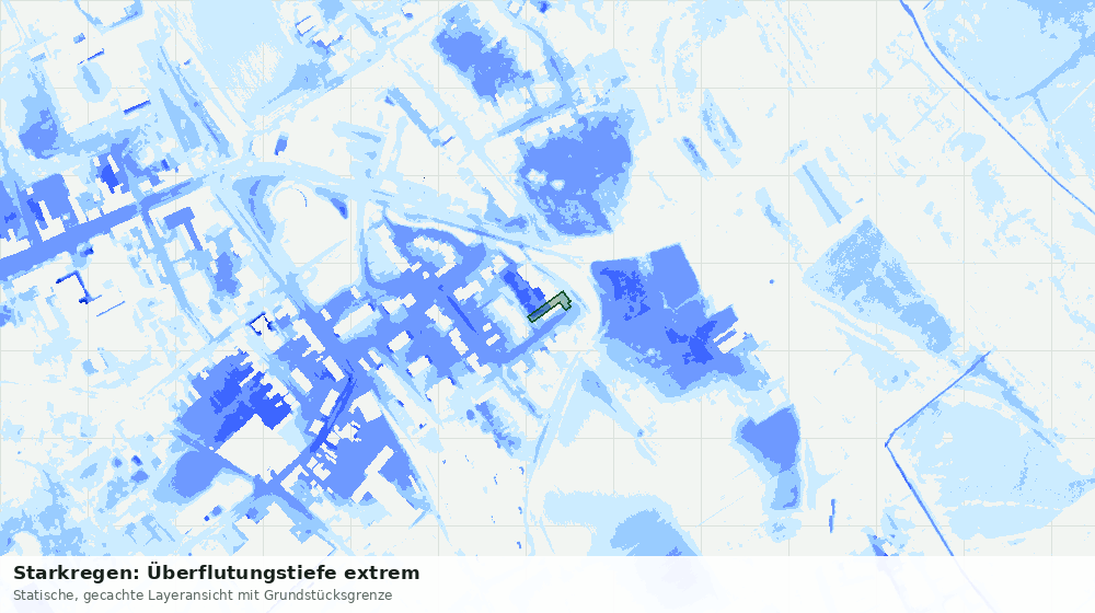 Statische Kartenansicht: Starkregen: Überflutungstiefe extrem