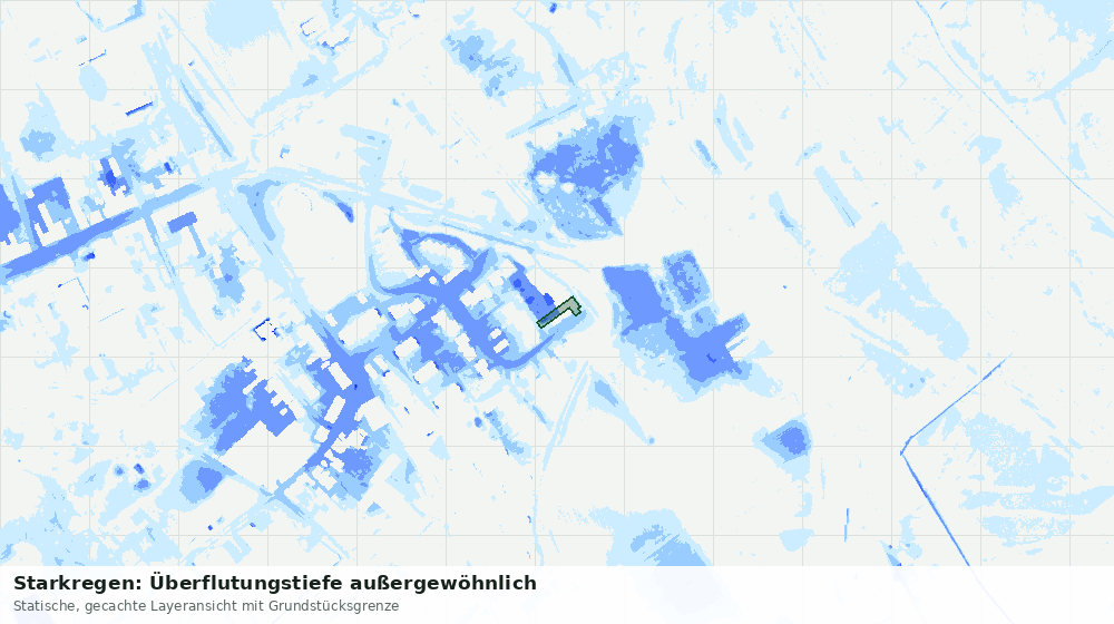 Statische Kartenansicht: Starkregen: Überflutungstiefe außergewöhnlich
