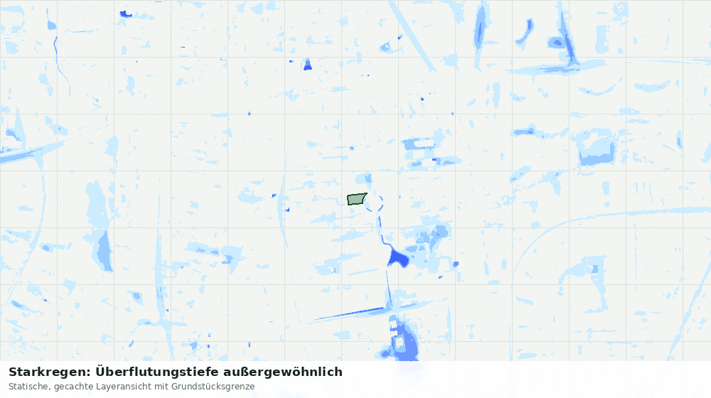 Statische Kartenansicht: Starkregen: Überflutungstiefe außergewöhnlich