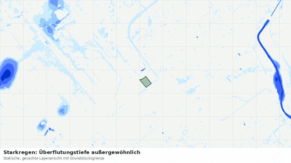 Statische Kartenansicht: Starkregen: Überflutungstiefe außergewöhnlich
