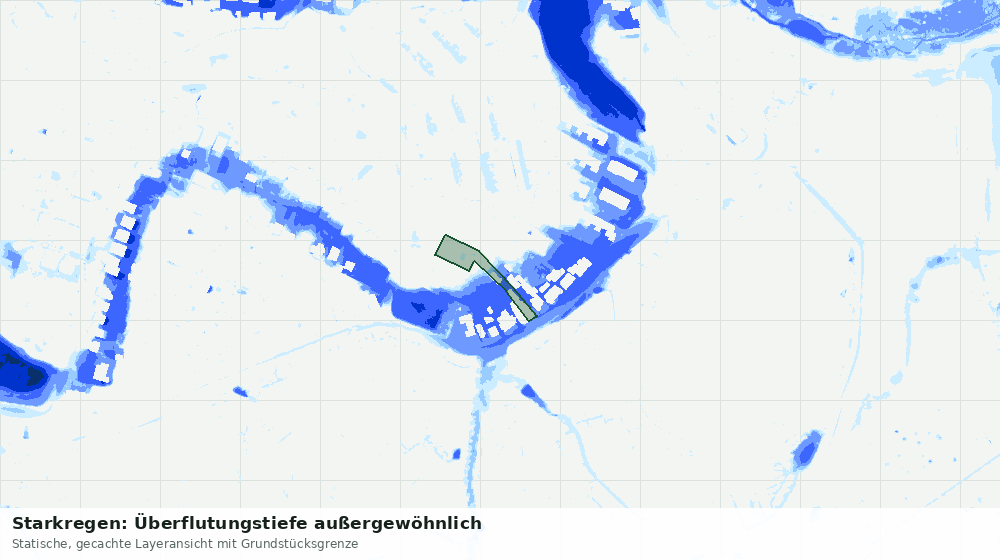 Statische Kartenansicht: Starkregen: Überflutungstiefe außergewöhnlich