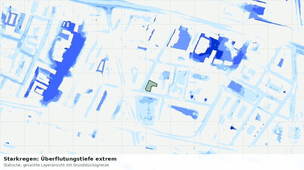 Statische Kartenansicht: Starkregen: Überflutungstiefe extrem