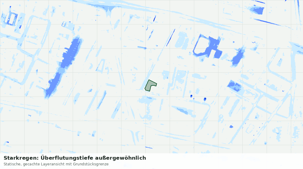 Statische Kartenansicht: Starkregen: Überflutungstiefe außergewöhnlich