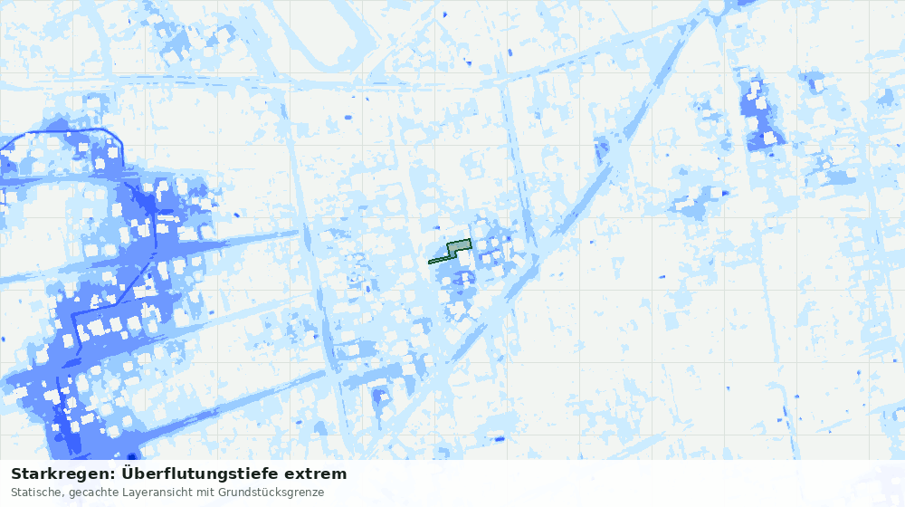 Statische Kartenansicht: Starkregen: Überflutungstiefe extrem
