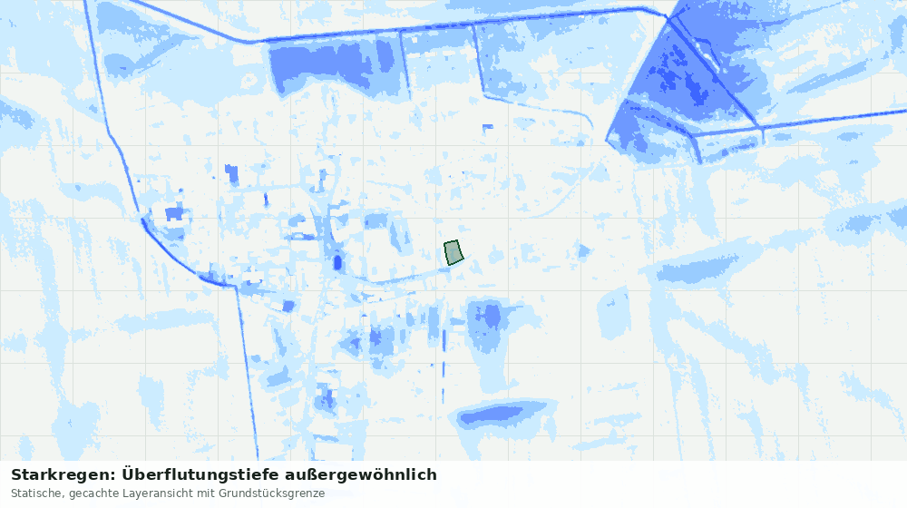 Statische Kartenansicht: Starkregen: Überflutungstiefe außergewöhnlich