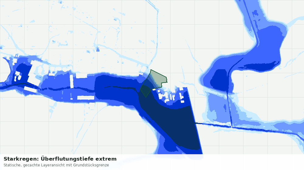Statische Kartenansicht: Starkregen: Überflutungstiefe extrem