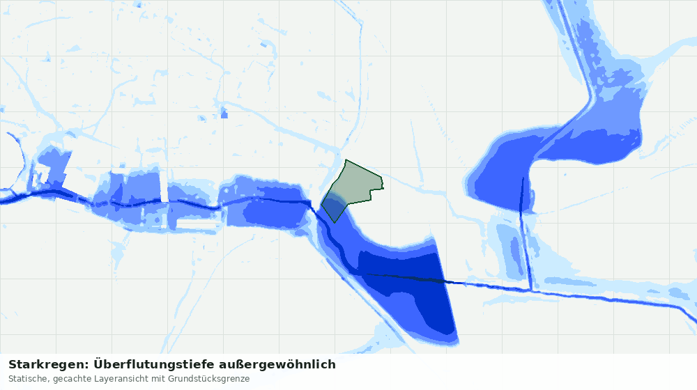 Statische Kartenansicht: Starkregen: Überflutungstiefe außergewöhnlich