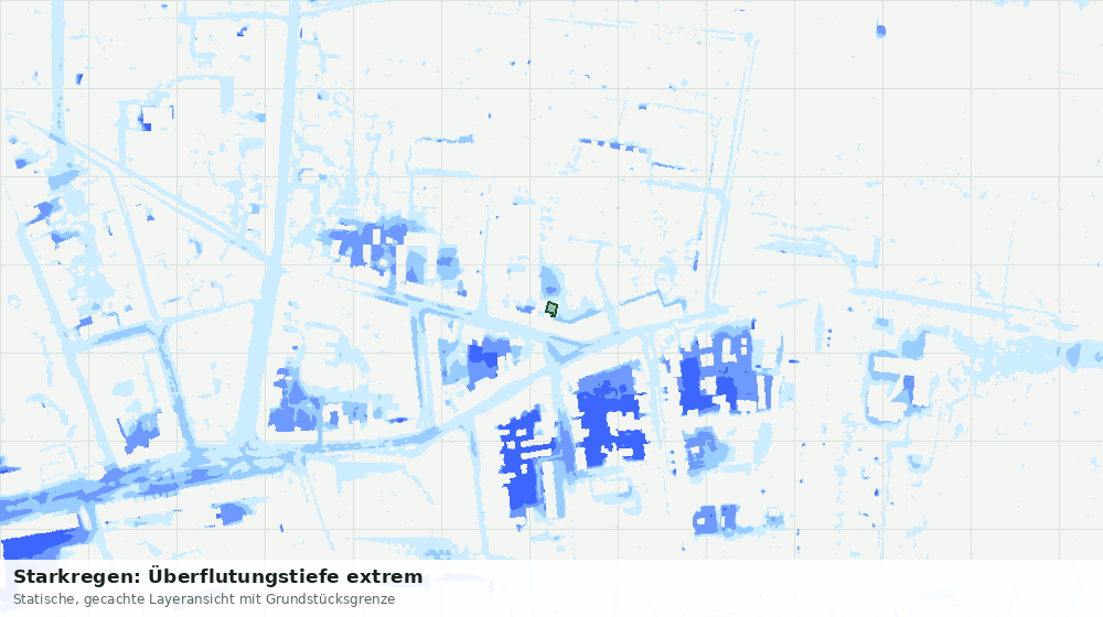 Statische Kartenansicht: Starkregen: Überflutungstiefe extrem