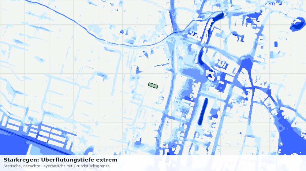 Statische Kartenansicht: Starkregen: Überflutungstiefe extrem