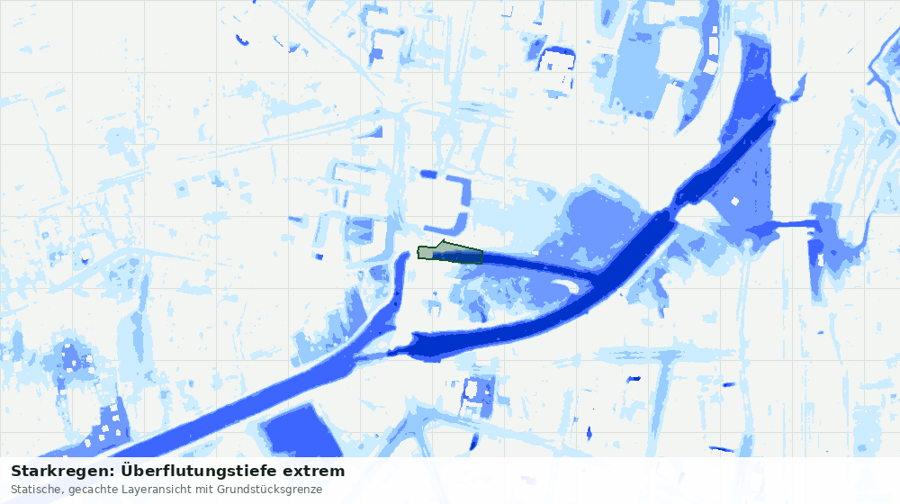 Statische Kartenansicht: Starkregen: Überflutungstiefe extrem