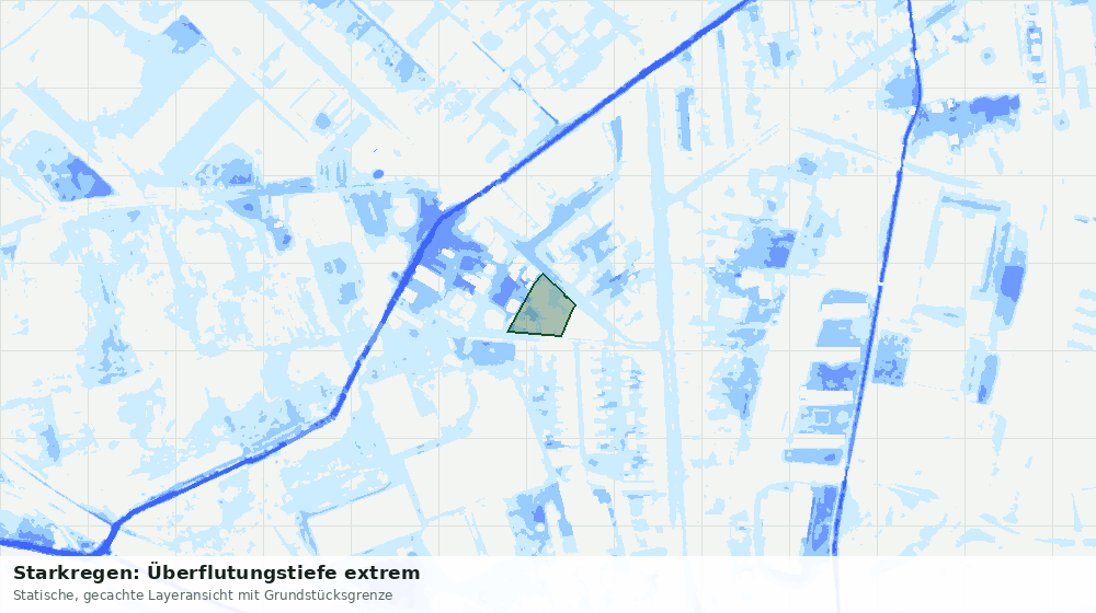 Statische Kartenansicht: Starkregen: Überflutungstiefe extrem