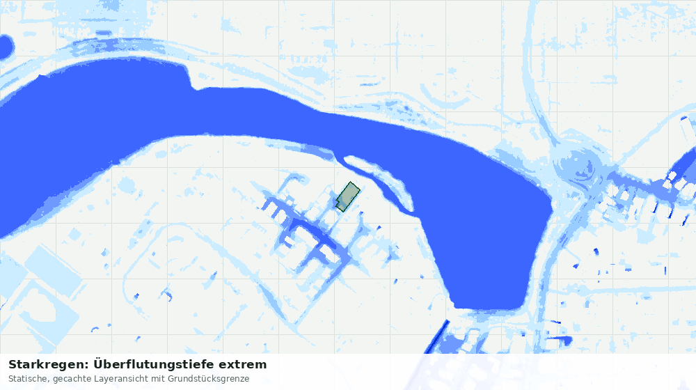 Statische Kartenansicht: Starkregen: Überflutungstiefe extrem