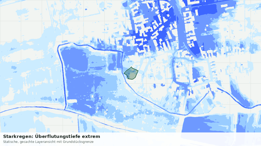 Statische Kartenansicht: Starkregen: Überflutungstiefe extrem