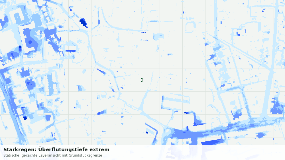 Statische Kartenansicht: Starkregen: Überflutungstiefe extrem