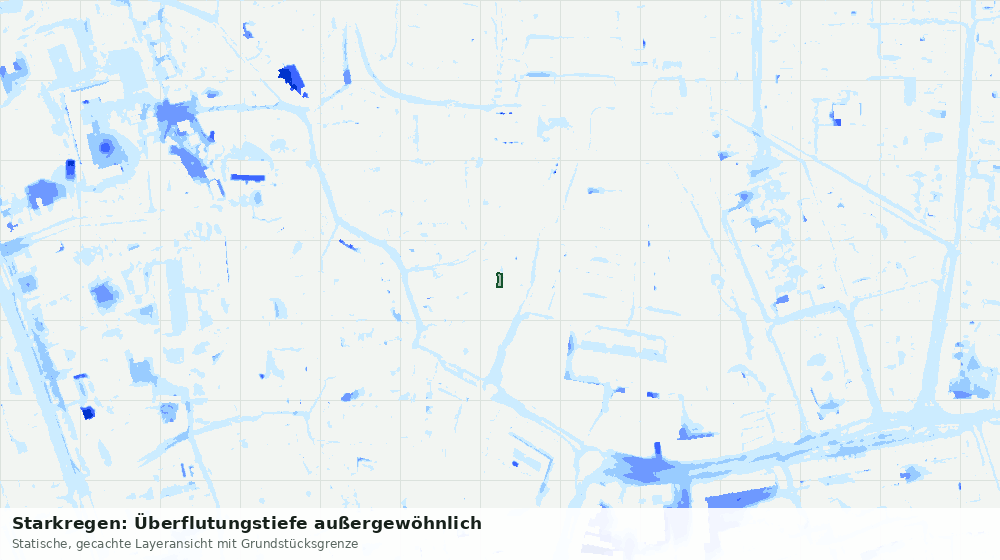 Statische Kartenansicht: Starkregen: Überflutungstiefe außergewöhnlich