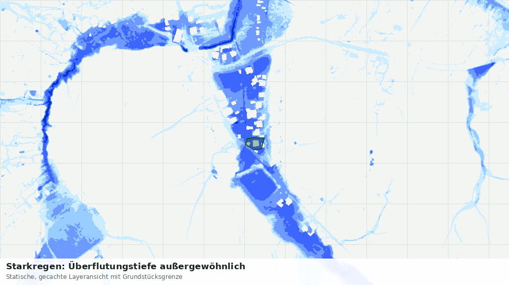 Statische Kartenansicht: Starkregen: Überflutungstiefe außergewöhnlich