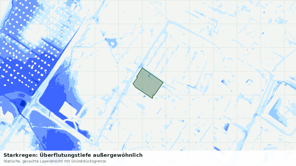 Statische Kartenansicht: Starkregen: Überflutungstiefe außergewöhnlich
