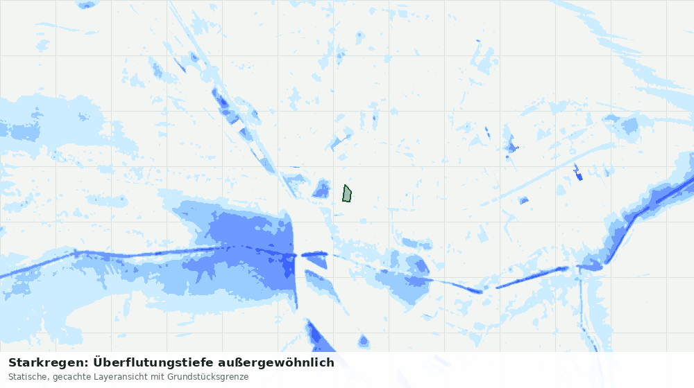 Statische Kartenansicht: Starkregen: Überflutungstiefe außergewöhnlich