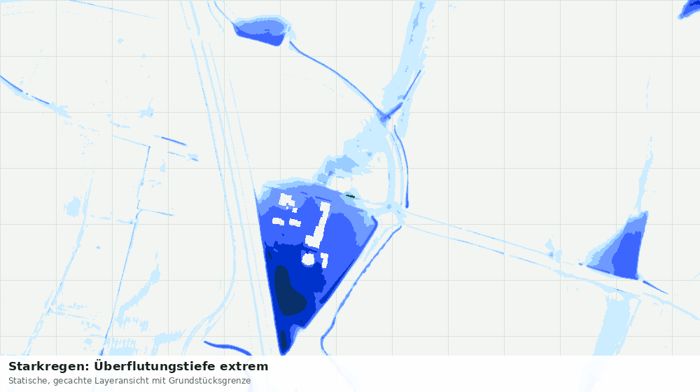 Statische Kartenansicht: Starkregen: Überflutungstiefe extrem