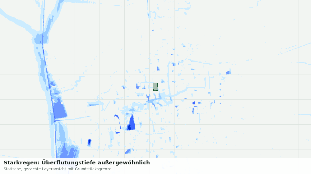 Statische Kartenansicht: Starkregen: Überflutungstiefe außergewöhnlich