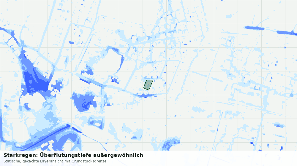 Statische Kartenansicht: Starkregen: Überflutungstiefe außergewöhnlich