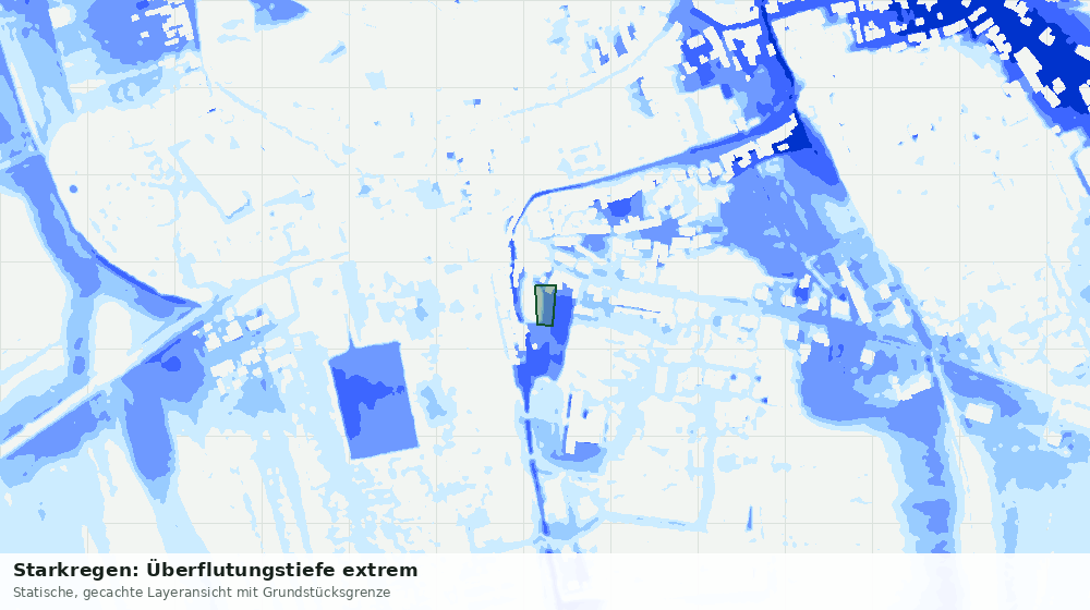Statische Kartenansicht: Starkregen: Überflutungstiefe extrem