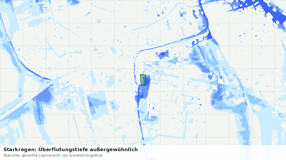 Statische Kartenansicht: Starkregen: Überflutungstiefe außergewöhnlich
