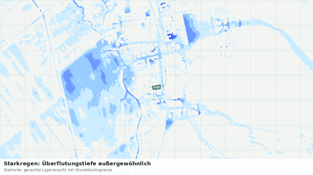 Statische Kartenansicht: Starkregen: Überflutungstiefe außergewöhnlich