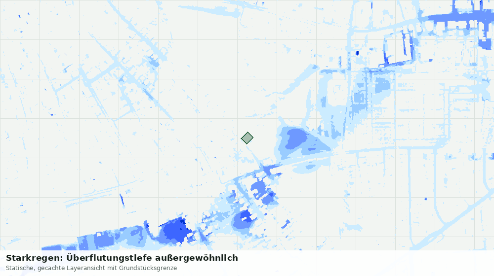 Statische Kartenansicht: Starkregen: Überflutungstiefe außergewöhnlich