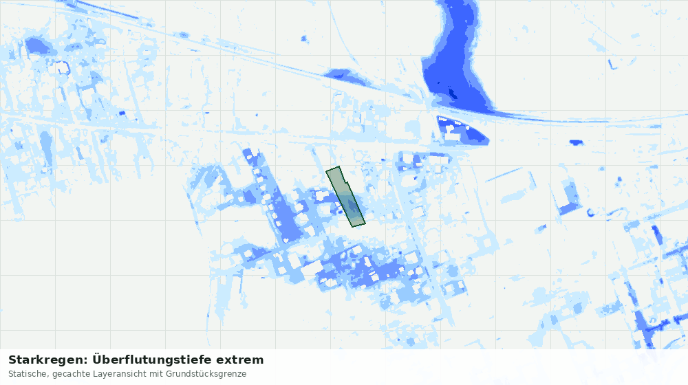 Statische Kartenansicht: Starkregen: Überflutungstiefe extrem