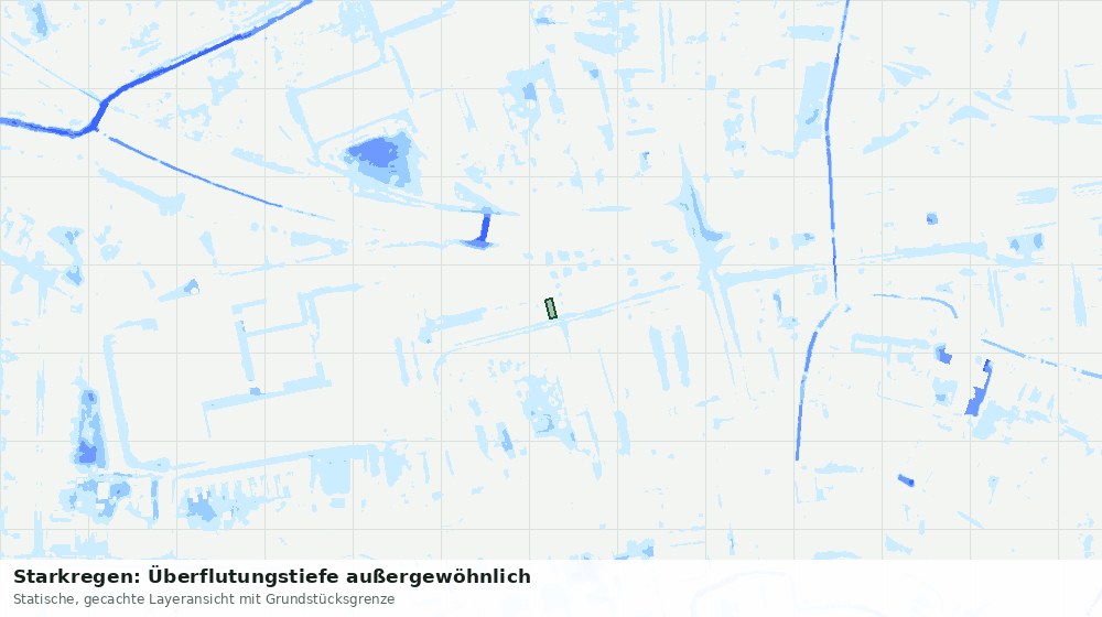 Statische Kartenansicht: Starkregen: Überflutungstiefe außergewöhnlich