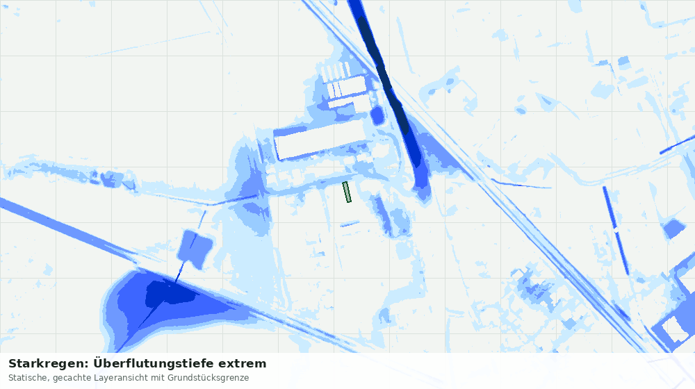 Statische Kartenansicht: Starkregen: Überflutungstiefe extrem
