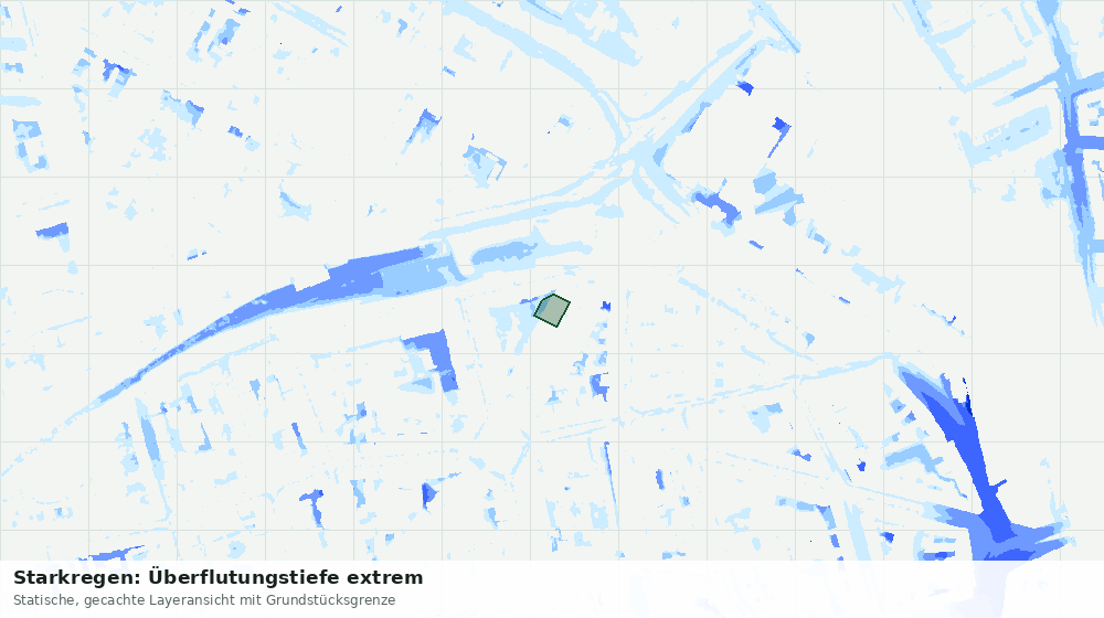 Statische Kartenansicht: Starkregen: Überflutungstiefe extrem