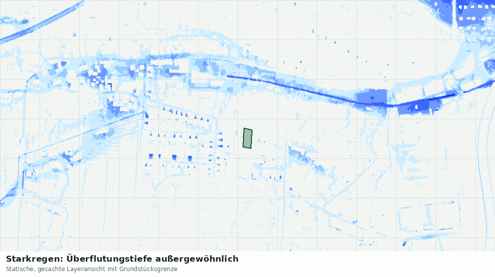 Statische Kartenansicht: Starkregen: Überflutungstiefe außergewöhnlich