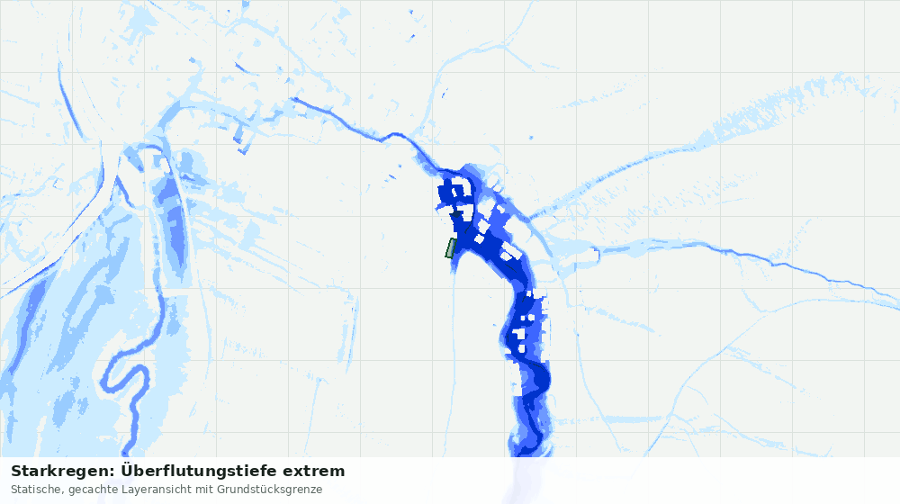 Statische Kartenansicht: Starkregen: Überflutungstiefe extrem