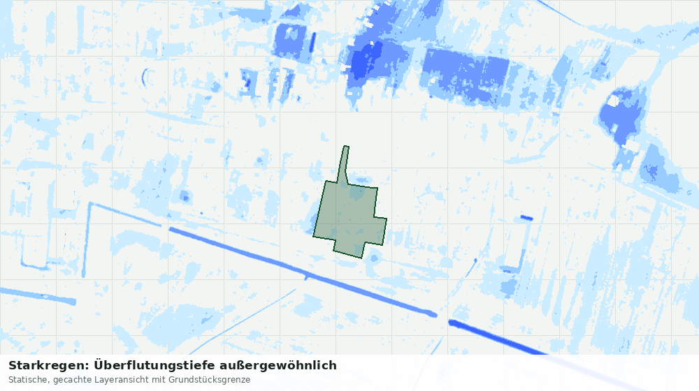 Statische Kartenansicht: Starkregen: Überflutungstiefe außergewöhnlich