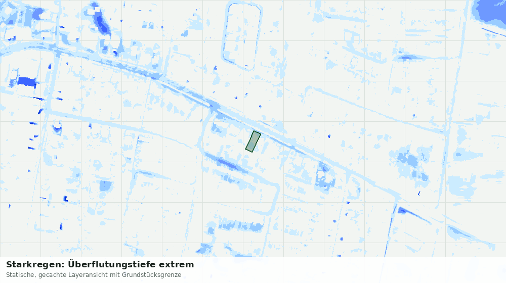 Statische Kartenansicht: Starkregen: Überflutungstiefe extrem