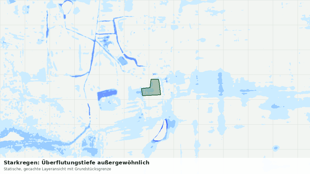 Statische Kartenansicht: Starkregen: Überflutungstiefe außergewöhnlich