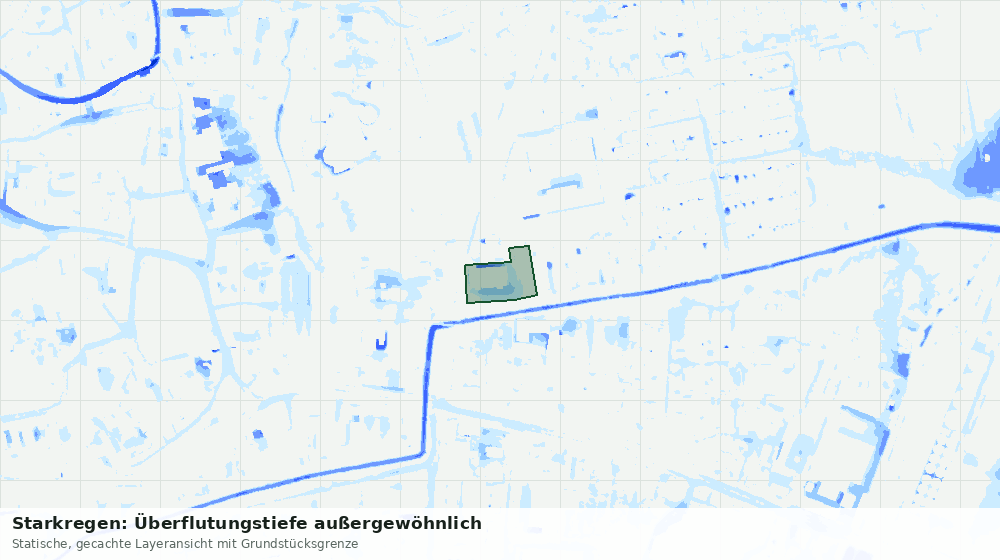 Statische Kartenansicht: Starkregen: Überflutungstiefe außergewöhnlich
