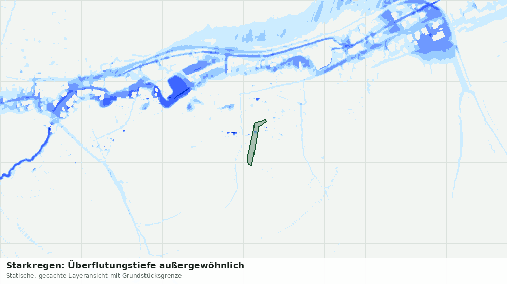 Statische Kartenansicht: Starkregen: Überflutungstiefe außergewöhnlich